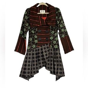 An Ren NY Sweater Jacket XS Wearable Art Designer Lagnelook Patchwork Festive